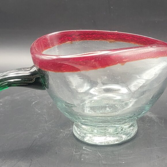 Handblown glass creamer strawberry motif art glass - Picture 1 of 8